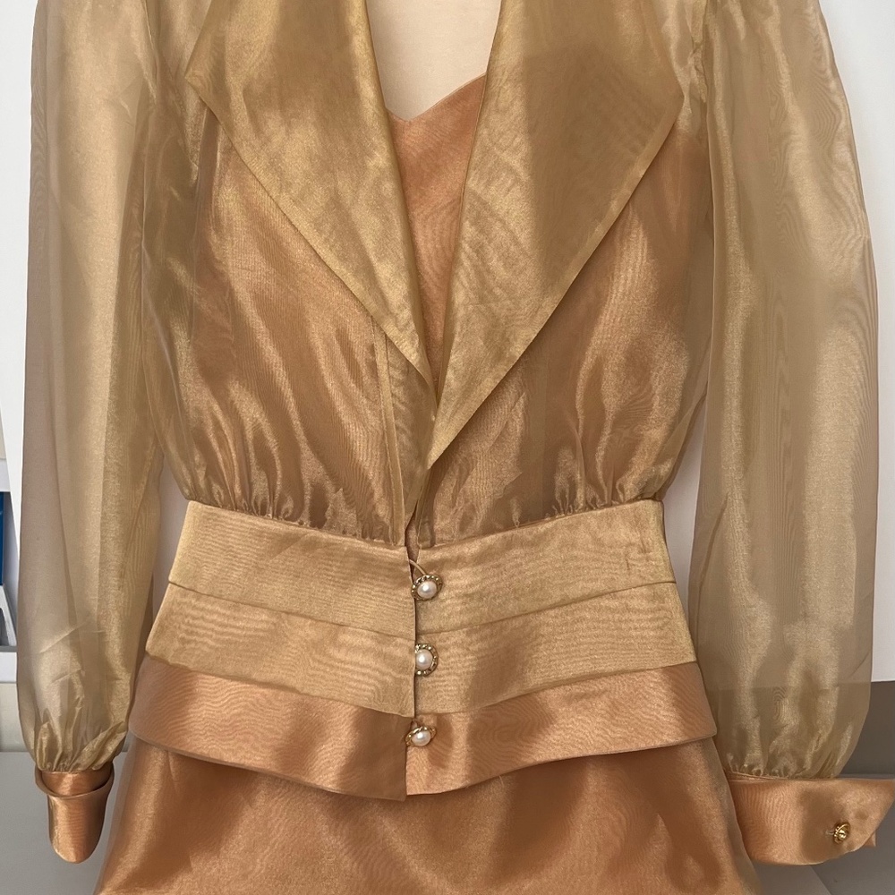 2 piece Dressy Golden Sheer fully lined slip dress with matching top